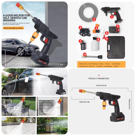 48V Cordless High Pressure Car Washer – Portable Water Jet Foam Gun with Single & Double Battery Options