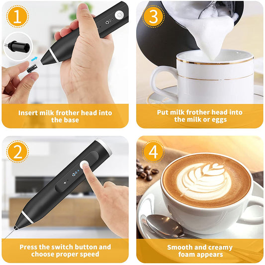 Rechargeable Coffee Beater – USB Electric Milk Frother & Coffee Foam Maker
