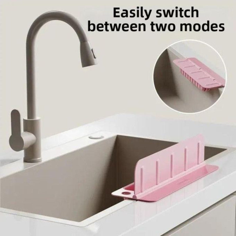 Sink Splash Guard with Drain Basket – Silicone Faucet Splash Protector & Sink Organizer (Random Color)