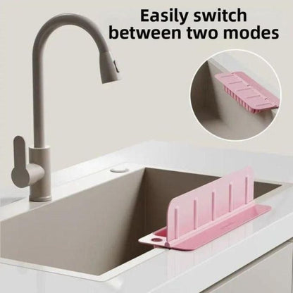Sink Splash Guard with Drain Basket – Silicone Faucet Splash Protector & Sink Organizer (Random Color)