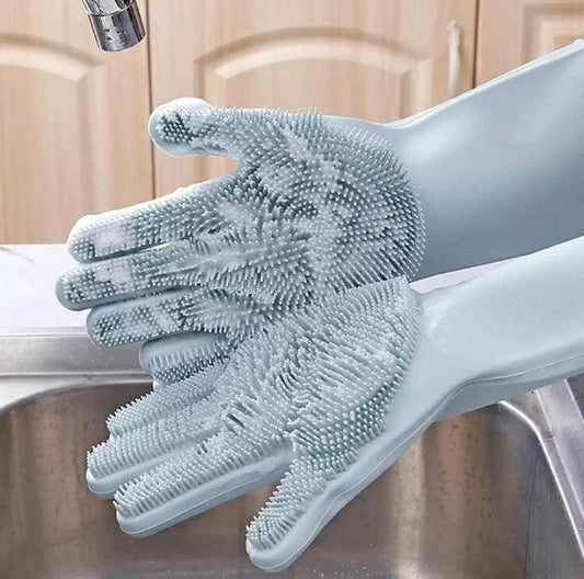 Silicone Washing Gloves – Premium Reusable Cleaning Gloves with Scrubber for Kitchen & Home