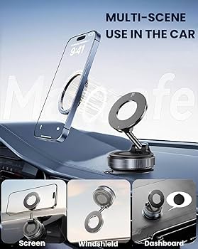 Vacuum Suction Magnetic Phone Holder K007 – 360° Car Dashboard & Windshield Mount