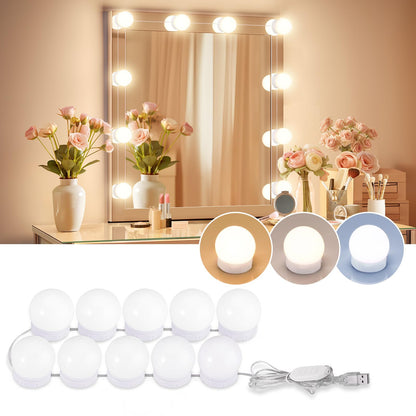 8 Bulb LED Vanity Mirror Lights – USB Operated Makeup Lights with 3 Color Modes