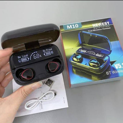 M10 Wireless Earbuds – Bluetooth TWS Earphones with Charging Case