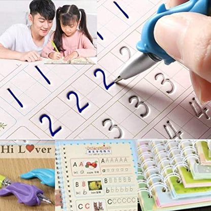 Magic Practice Sank Copybook Set – Reusable Handwriting Practice Books with Magic Pen & 10 Refills (4 Books)