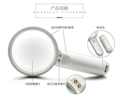 5X LED Handheld Magnifying Glass – Portable Reading Magnifier with Bright LED Lights