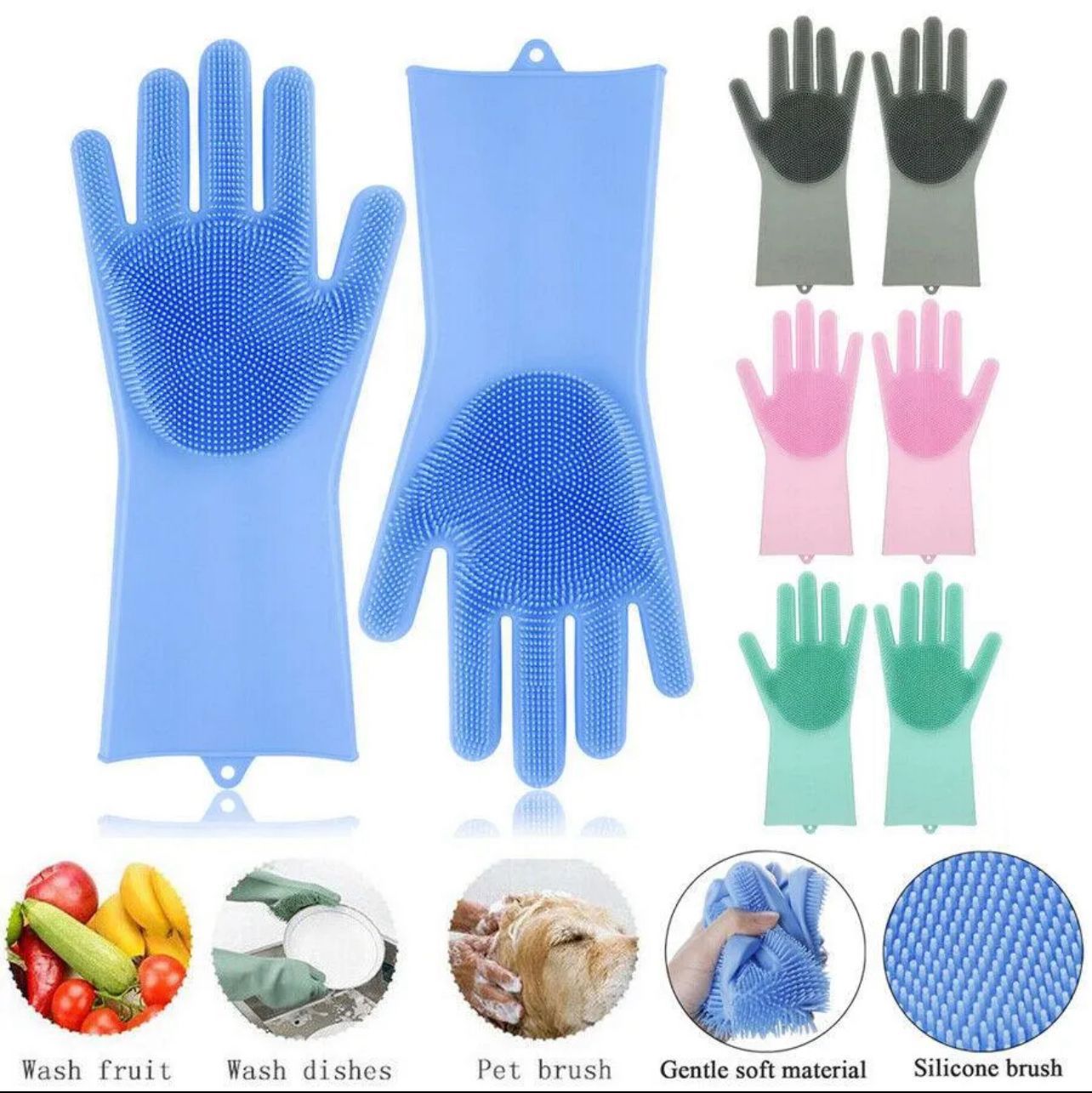 Silicone Washing Gloves – Premium Reusable Cleaning Gloves with Scrubber for Kitchen & Home