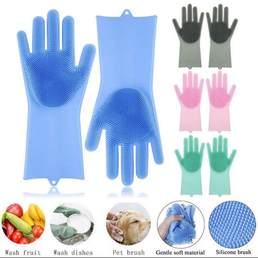 Silicone Washing Gloves – Premium Reusable Cleaning Gloves with Scrubber for Kitchen & Home