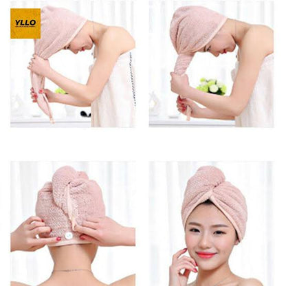 Magic Suction Cap Bath Towel – Quick Dry Microfiber Hair Drying Towel Wrap