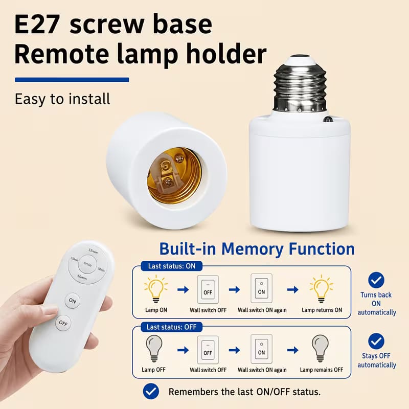 Intelligent E27 Motion Sensor Lamp Holder – 5.8G Radar Sensor Light Socket Converter (AC 110–240V)