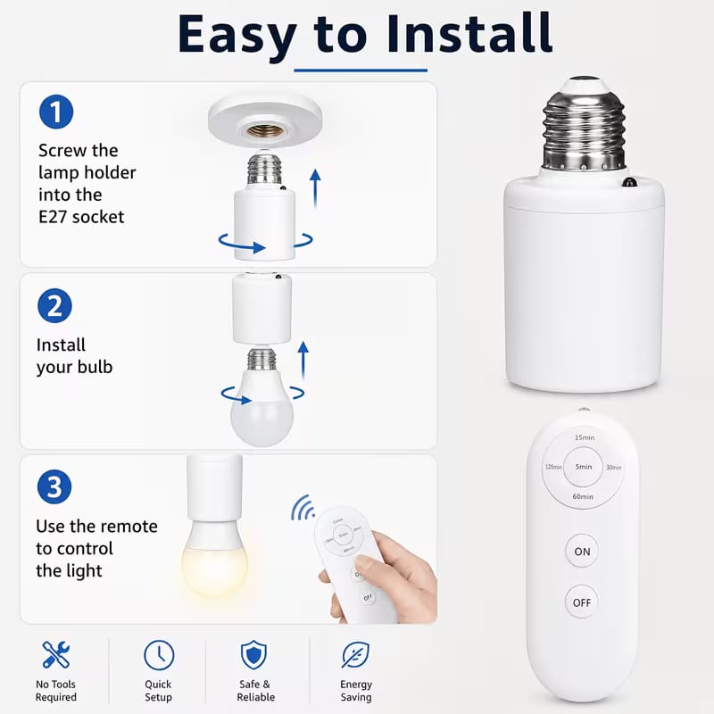 Intelligent E27 Motion Sensor Lamp Holder – 5.8G Radar Sensor Light Socket Converter (AC 110–240V)