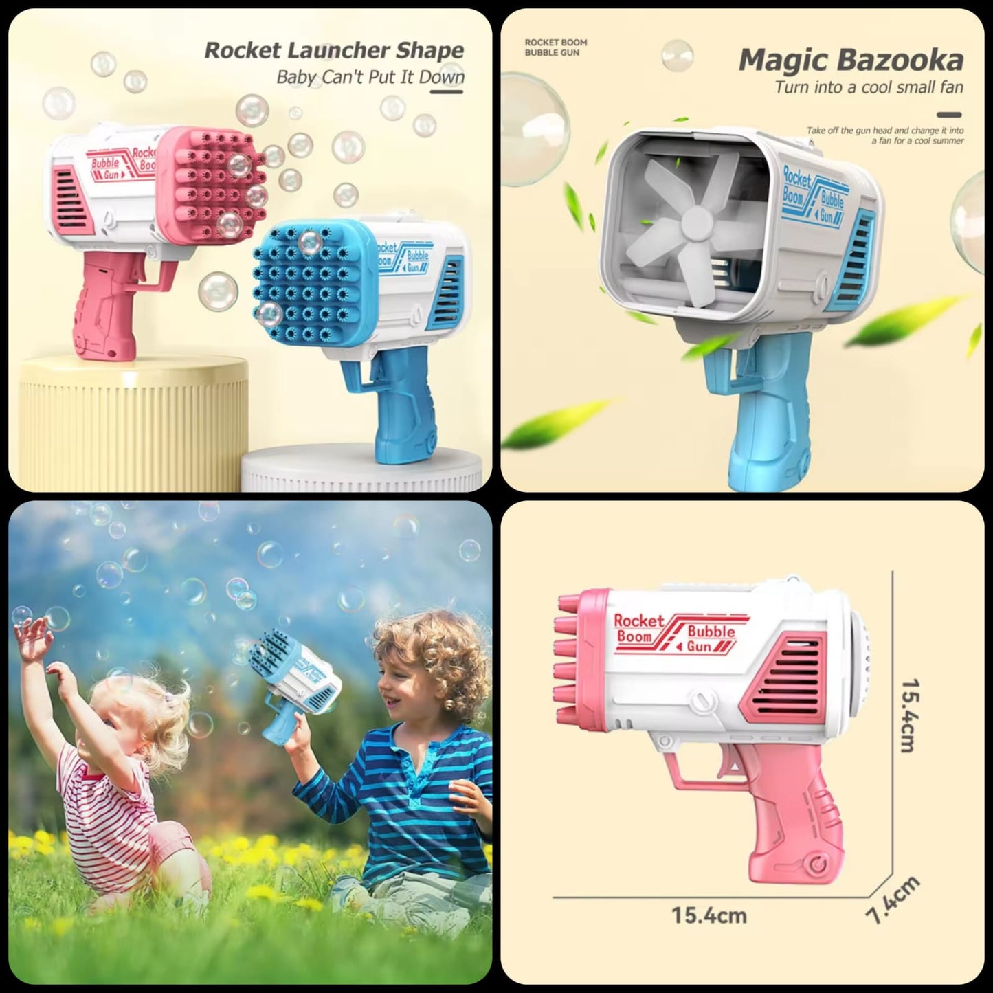 Bazooka Bubble Gun 36 Holes – Automatic Bubble Blaster Toy for Kids (Random Color)