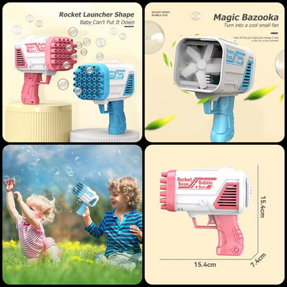 Bazooka Bubble Gun 36 Holes – Automatic Bubble Blaster Toy for Kids (Random Color)