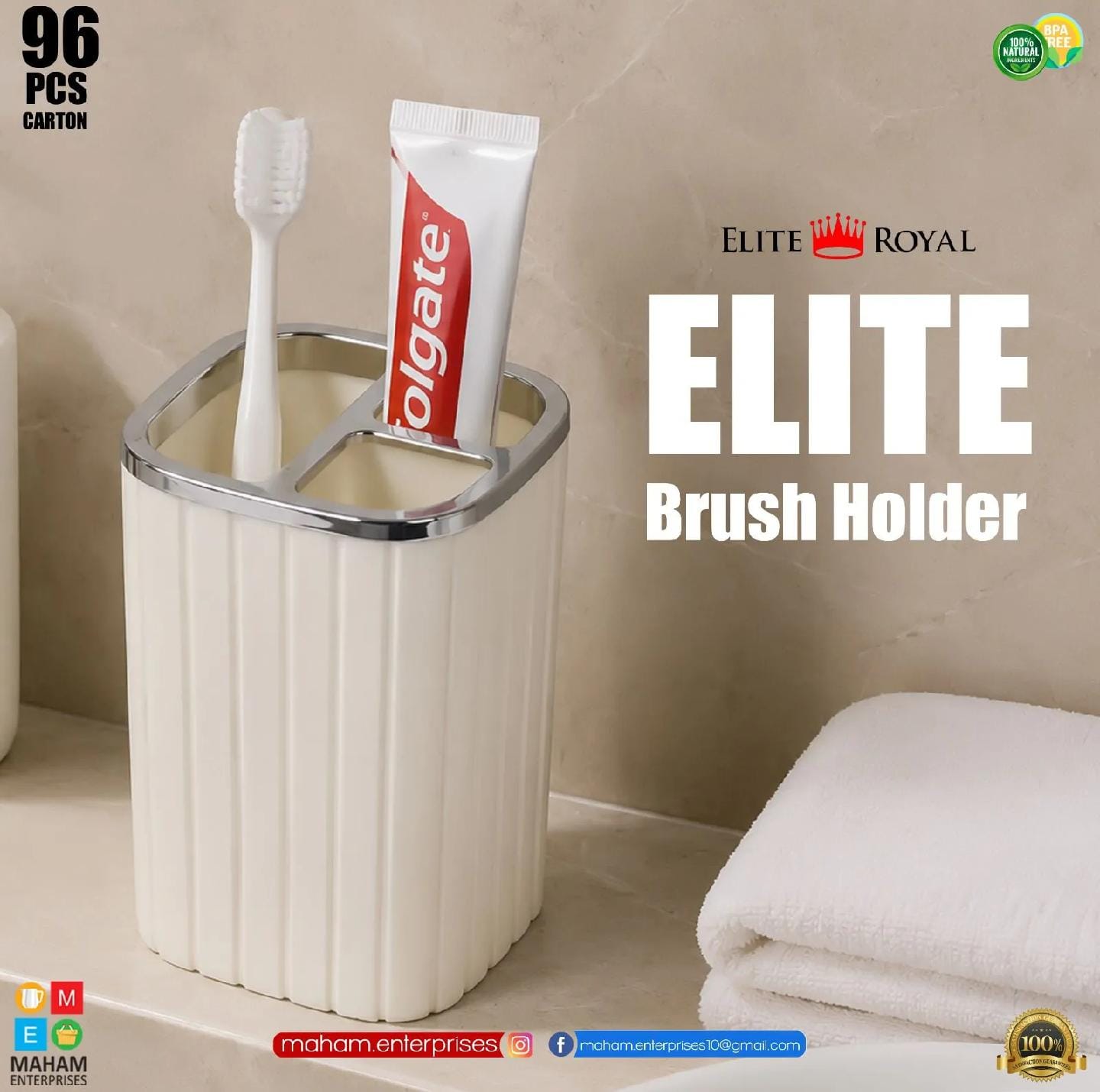 Elite Toothbrush Holder – Wall Mounted Toothbrush & Toothpaste Organizer (Random Color)