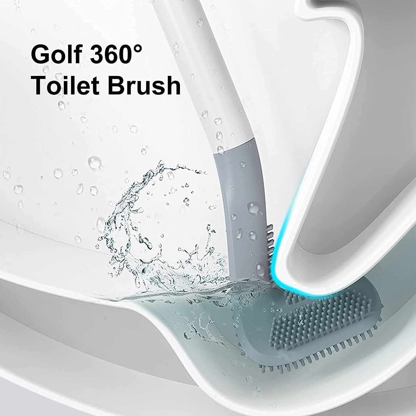 Silicone Golf Toilet Brush with Holder – Soft TPR Bathroom Cleaning Brush with Wall Mount