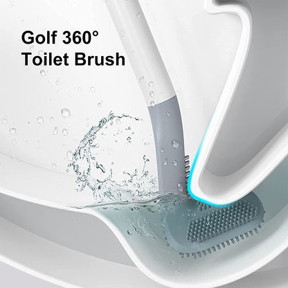 Silicone Golf Toilet Brush with Holder – Soft TPR Bathroom Cleaning Brush with Wall Mount
