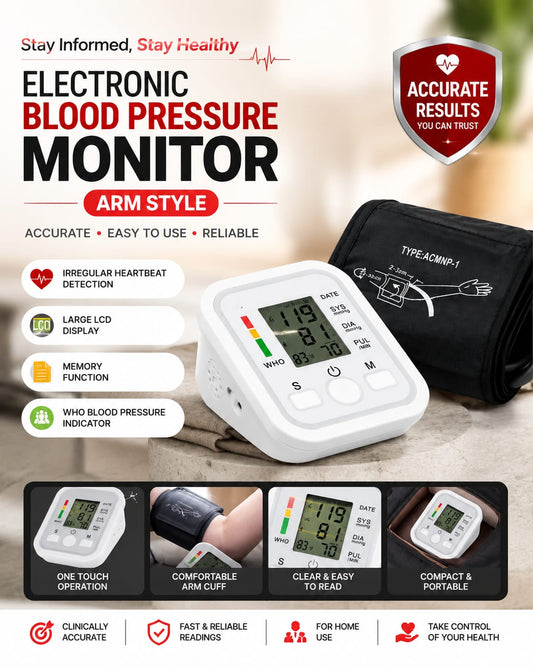 Digital Blood Pressure Monitor – Fully Automatic Upper Arm BP Machine with Heart Rate Monitor