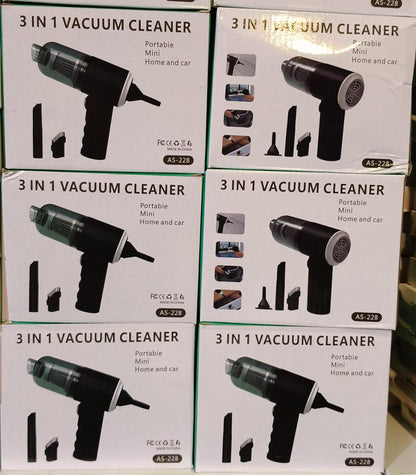 3-in-1 Handheld Vacuum Cleaner – Portable Cordless Car Vacuum, Air Blower & Inflator