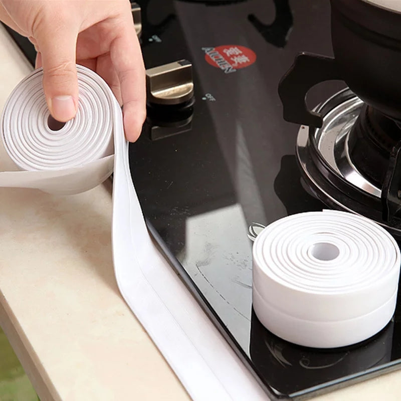 Bathroom Sealing Corner Strip Tape 3.2M – Self-Adhesive Waterproof PVC Caulk Seal Tape (White)