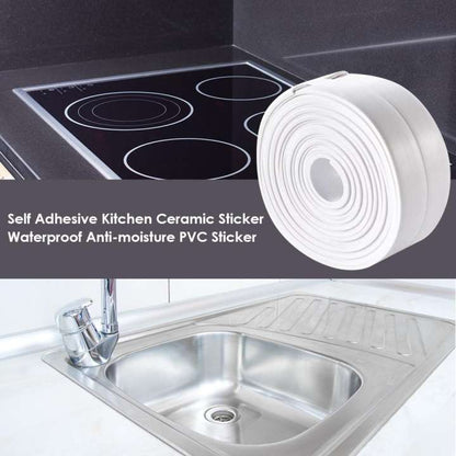 Bathroom Sealing Corner Strip Tape 3.2M – Self-Adhesive Waterproof PVC Caulk Seal Tape (White)