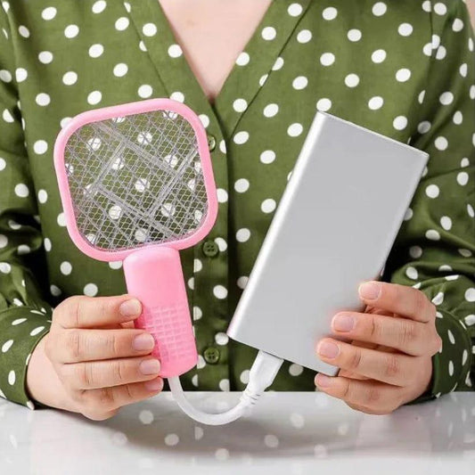 USB Rechargeable Electric Mosquito Swatter Trap with UV Light – Portable Insect & Fly Killer Racket