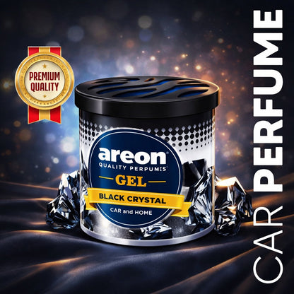 AREON Black Crystal Gel Car Air Freshener – Premium Long Lasting Luxury Gel Perfume