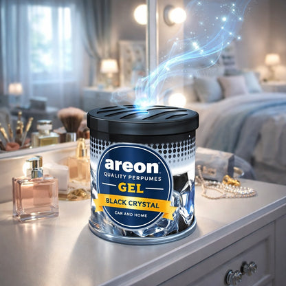 AREON Black Crystal Gel Car Air Freshener – Premium Long Lasting Luxury Gel Perfume