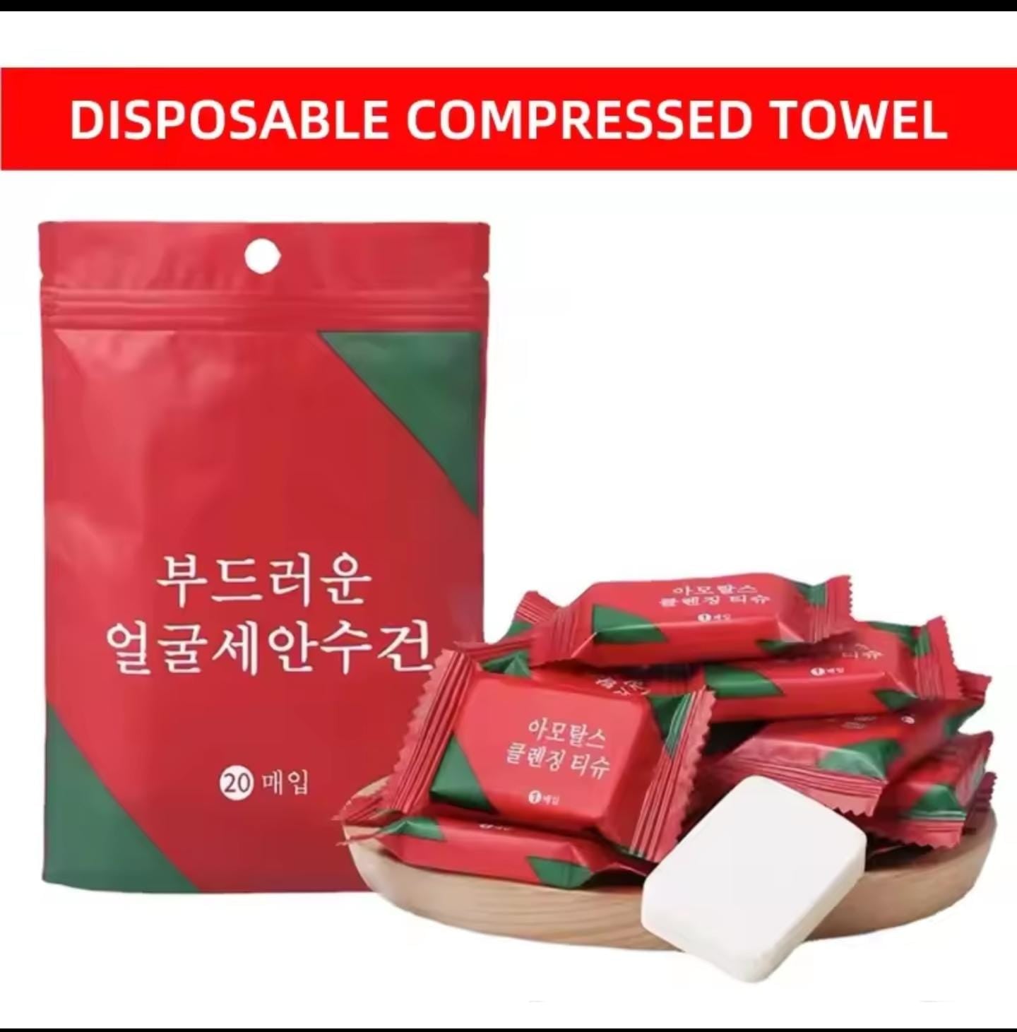 Pack of 20 Mini Compressed Towels – Portable Disposable Travel Coin Tissue Towels