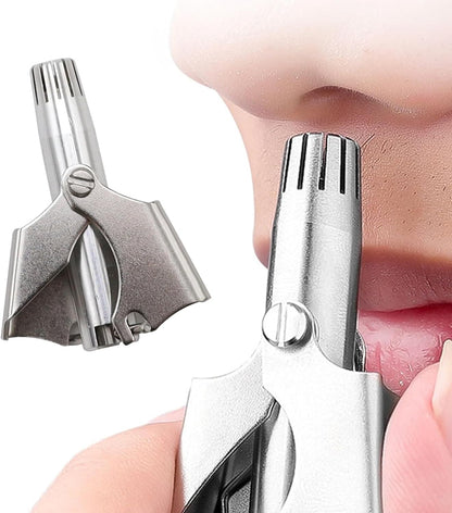 Stainless Steel Manual Nose Hair Trimmer – Portable Rotary Nose & Ear Hair Grooming Clipper