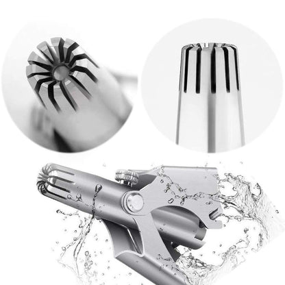 Stainless Steel Manual Nose Hair Trimmer – Portable Rotary Nose & Ear Hair Grooming Clipper