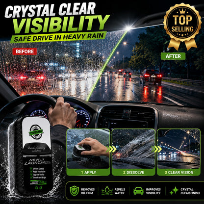 Car Glass Oil Film Remover – Windshield Cleaner for Oil Film, Water Spots & Rain Visibility