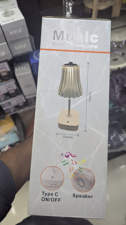 Luxury Diamond Table Lamp with Bluetooth Speaker – Rechargeable LED Touch Night Light