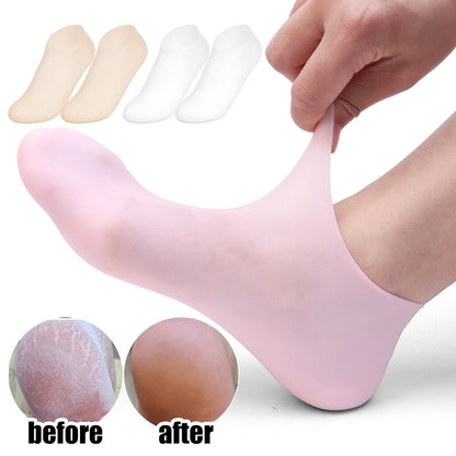 1 Pair Silicone Moisturizing Foot Care Socks – Reusable Gel Heel Repair Socks for Dry & Cracked Feet