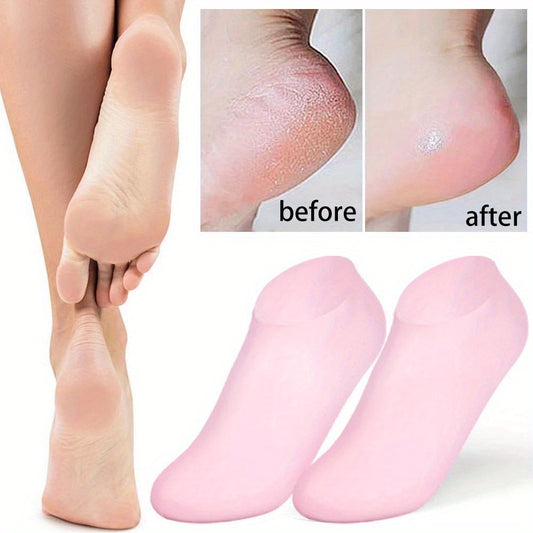 1 Pair Silicone Moisturizing Foot Care Socks – Reusable Gel Heel Repair Socks for Dry & Cracked Feet