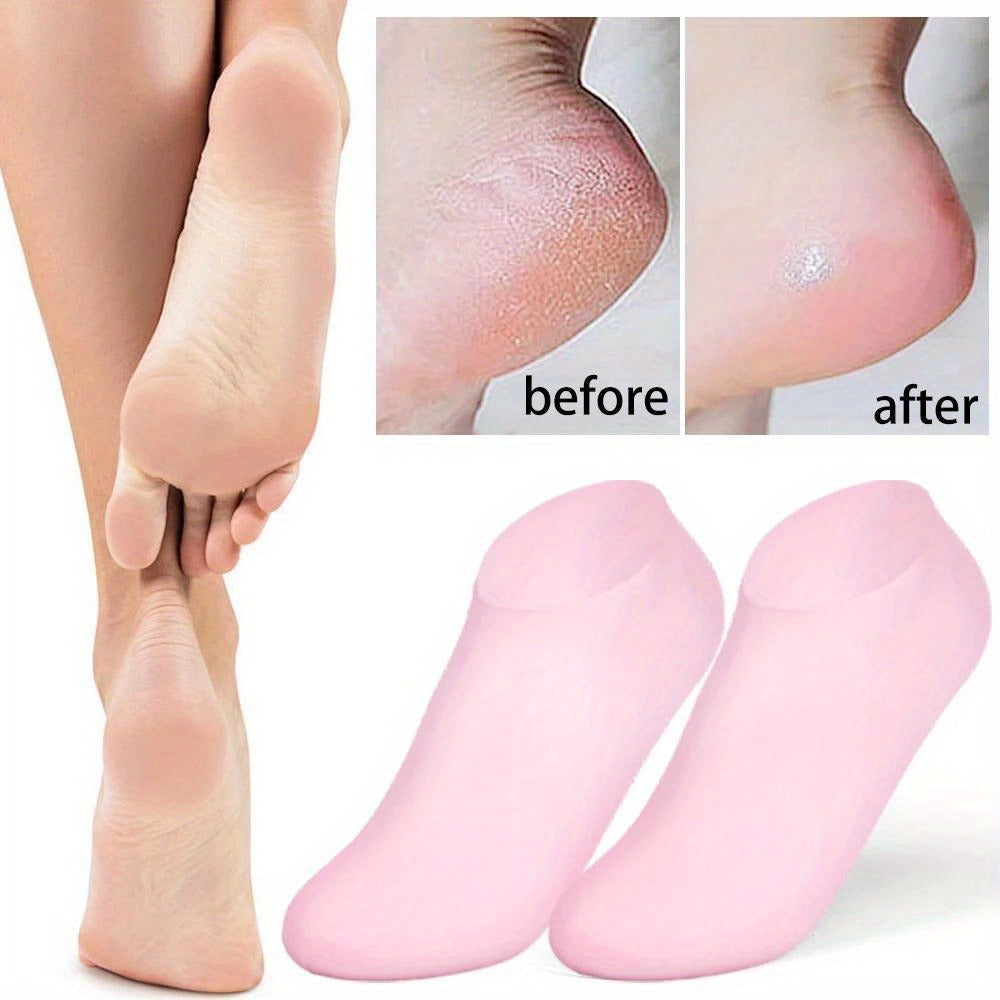 1 Pair Silicone Moisturizing Foot Care Socks – Reusable Gel Heel Repair Socks for Dry & Cracked Feet
