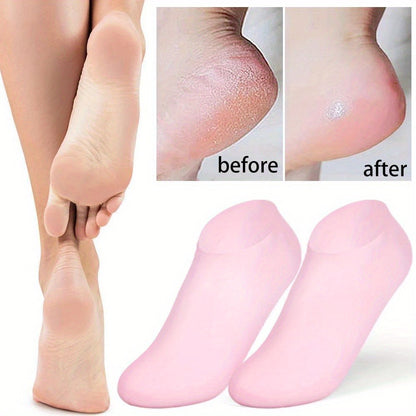 1 Pair Silicone Moisturizing Foot Care Socks – Reusable Gel Heel Repair Socks for Dry & Cracked Feet