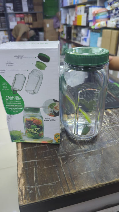 On-the-Go Salad Jar – Portable Plastic Salad Container with Dressing Cup