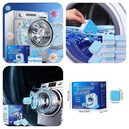 Washing Machine Cleaning Tablets (Pack of 12) – Deep Clean Descaler for Front & Top Load Washers