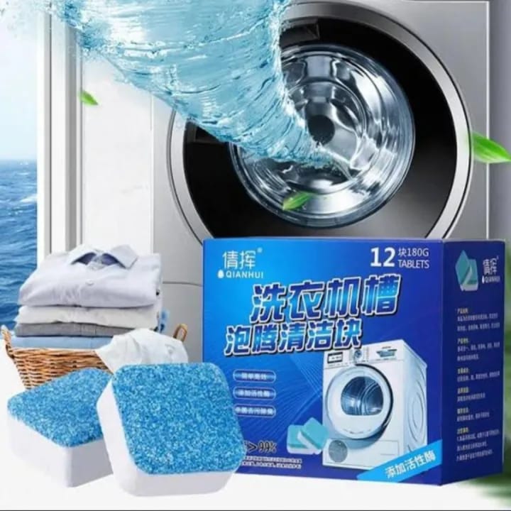 Washing Machine Cleaning Tablets (Pack of 12) – Deep Clean Descaler for Front & Top Load Washers