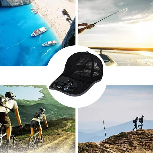 USB Rechargeable Fan Sun Hat – Breathable Mesh Cooling Cap with Type-C Charging (Random Color)