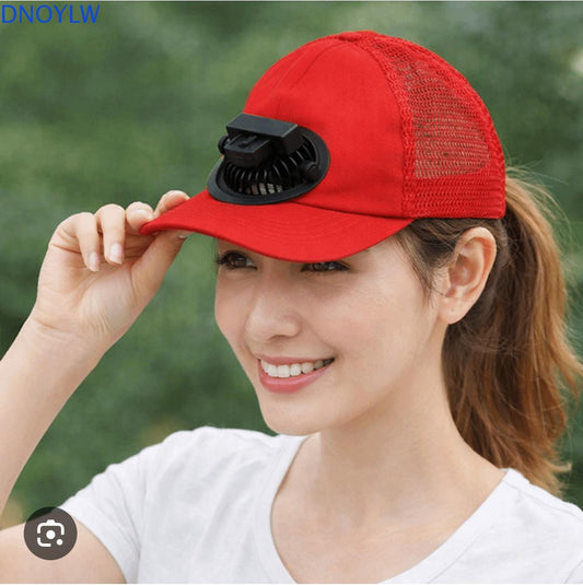 USB Rechargeable Fan Sun Hat – Breathable Mesh Cooling Cap with Type-C Charging (Random Color)