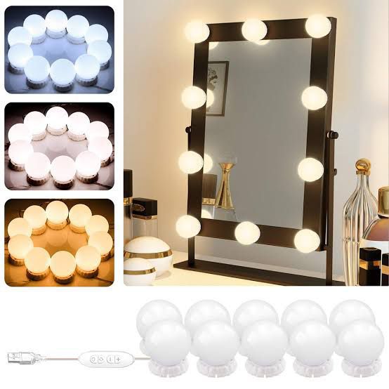 8 Bulb LED Vanity Mirror Lights – USB Operated Makeup Lights with 3 Color Modes