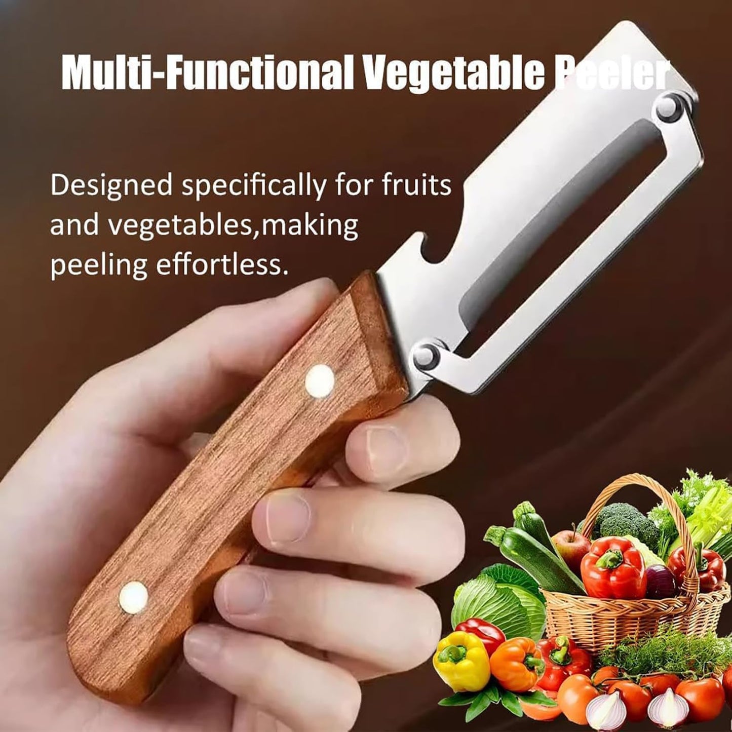 2-in-1 Kitchen Knife Style Peeler – Stainless Steel Vegetable Peeler with Bottle Opener