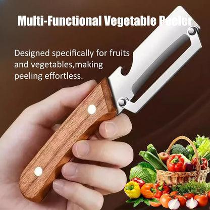 2-in-1 Kitchen Knife Style Peeler – Stainless Steel Vegetable Peeler with Bottle Opener