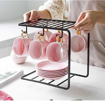 Metal Coffee Mug Stand – Iron Cup Holder Rack for Kitchen Counter & Coffee Station