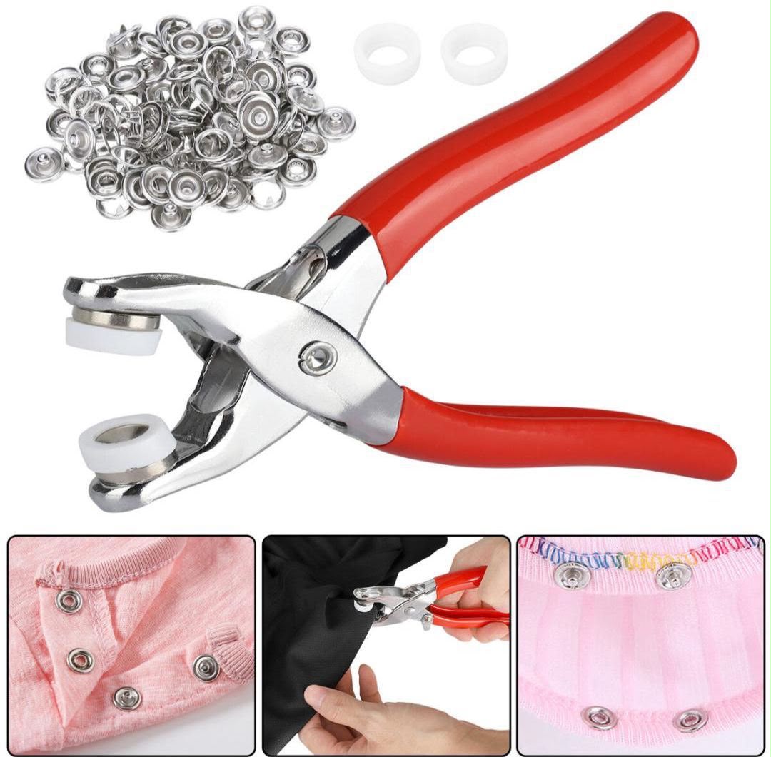 Metal Snap Button Plier Tool Kit – Hand Press Fastener Pliers with Snap Buttons