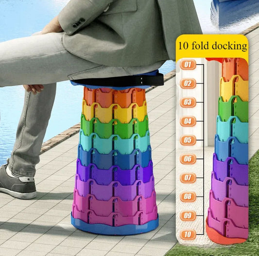 Portable Telescopic Folding Stool – Adjustable Height Lightweight Camping & Travel Seat