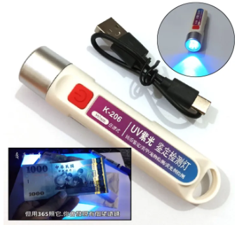 Handheld LED Money Detector K-206 – UV Currency Detector Torch for Counterfeit & Fake Banknote Checking