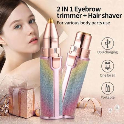 Flawless 2-in-1 Rechargeable Hair Trimmer – Facial & Eyebrow Precision Trimmer for Women