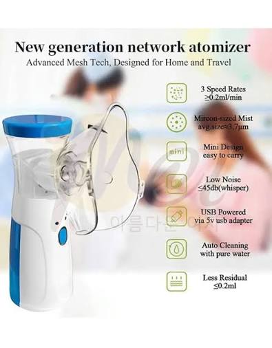 Portable Mesh Nebulizer – USB Rechargeable Silent Handheld Nebulizer for Kids & Adults